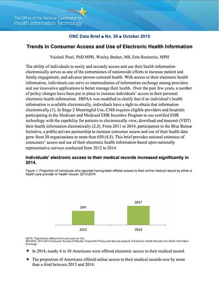 Trends in Consumer Access and Use of Electronic Health Information. PDF. Click to download.