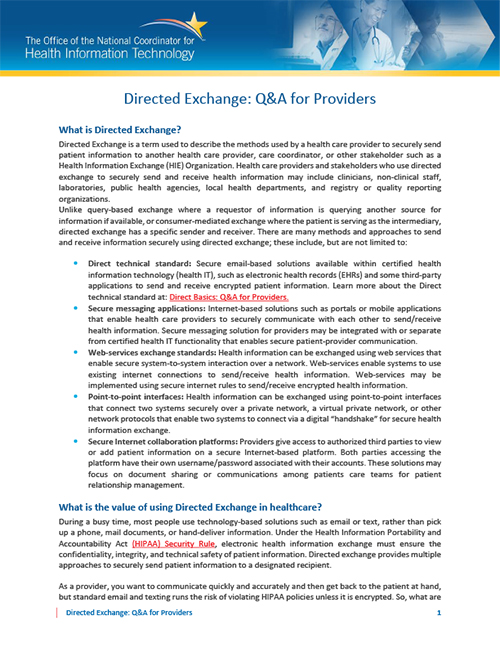 Directed Exchange: Q&A for Providers