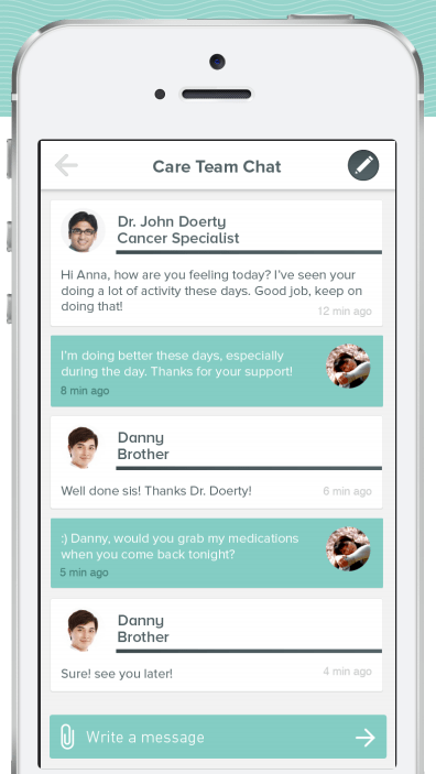 Screenshot of Togethers Care Conversation Feature