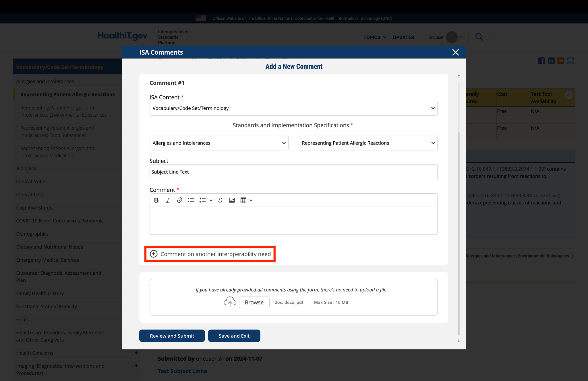Comment on another interoperability need