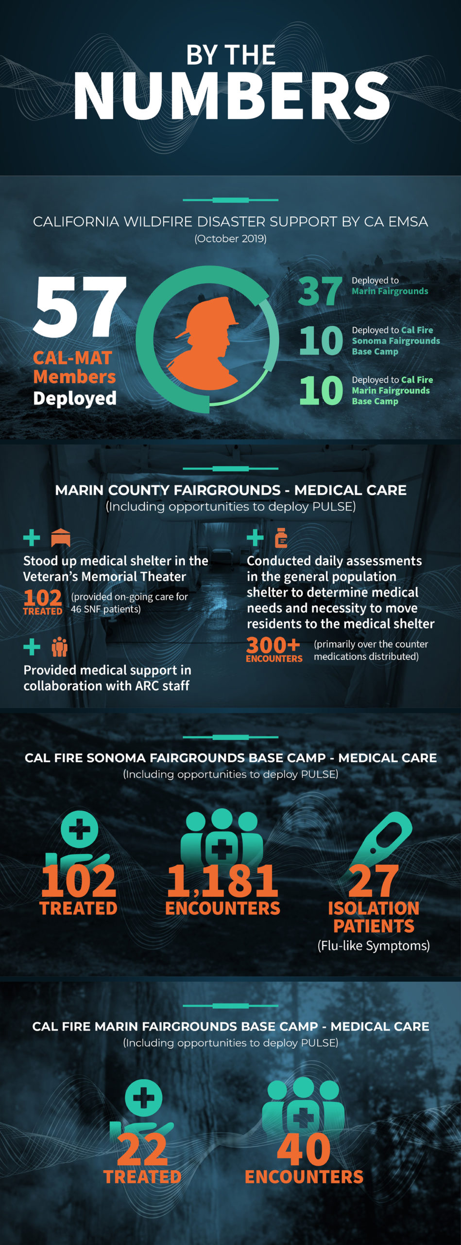 An infographic with statistics about the California Wildfire Disaster Support