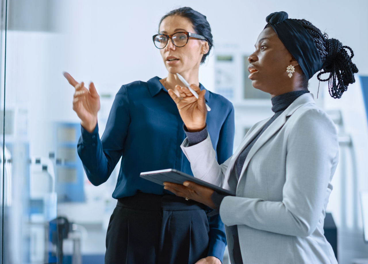 Two professional women working together